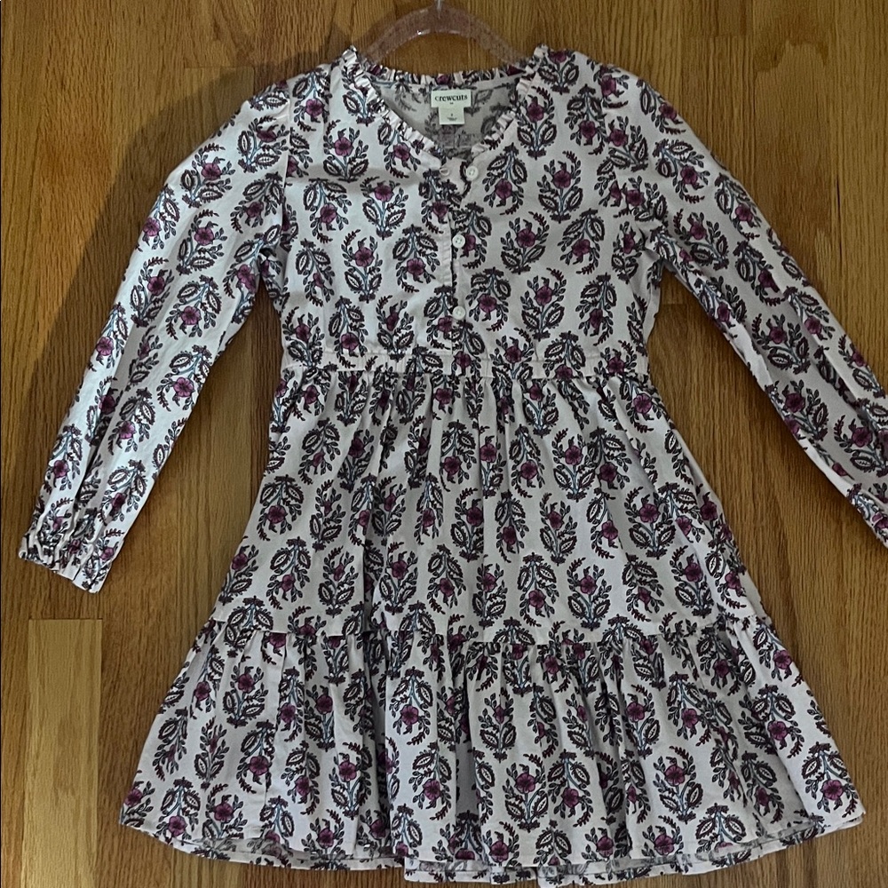 Crewcuts Burgundy and White Floral Kids Dress